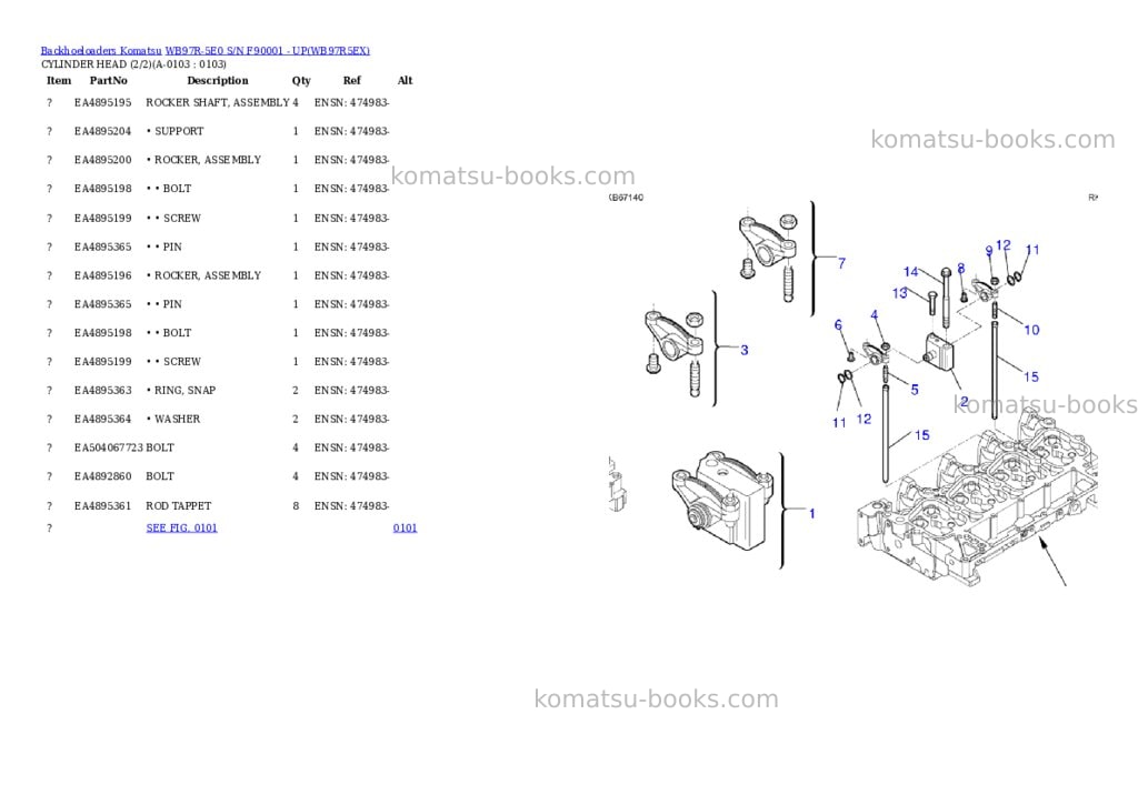 Komatsu WB97R-5E0 S/N F90001 - UP Parts catalog cover