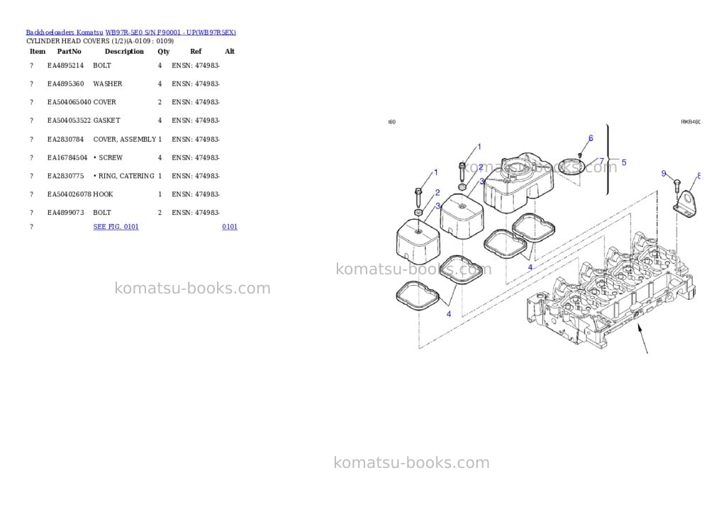 Komatsu WB97R-5E0 S/N F90001 - UP Parts catalog cover Page 2