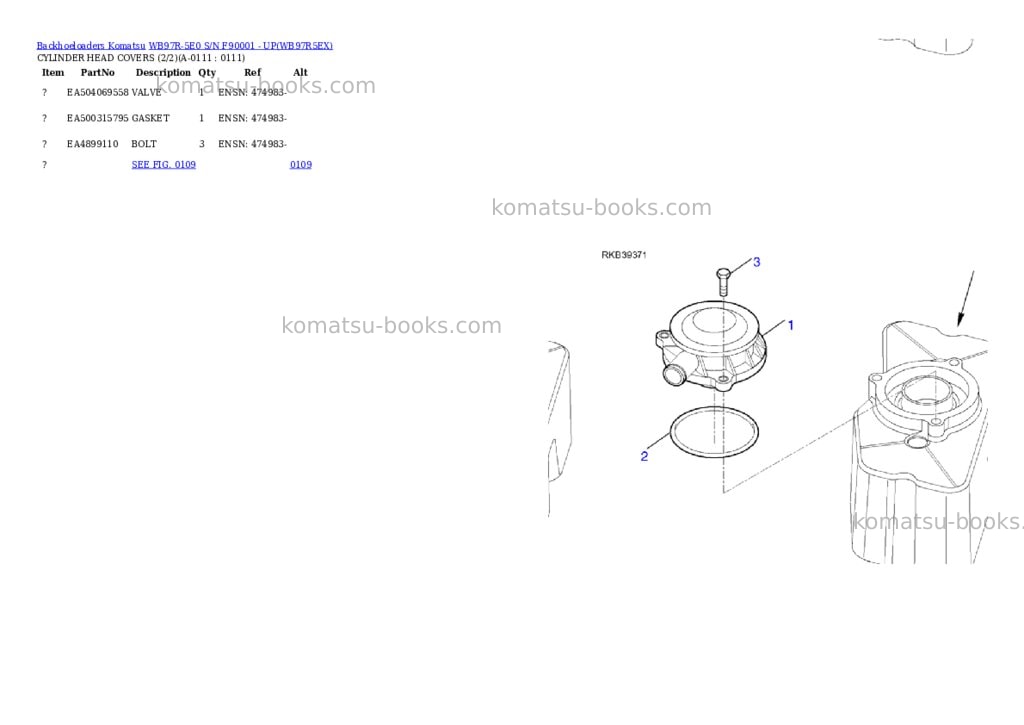 Komatsu WB97R-5E0 S/N F90001 - UP Parts catalog cover Page 3
