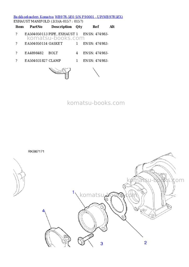 Komatsu WB97R-5E0 S/N F90001 - UP Parts catalog cover Page 7