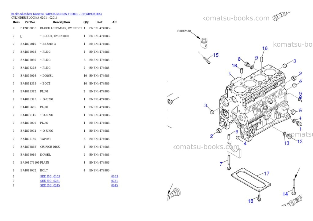 Komatsu WB97R-5E0 S/N F90001 - UP Parts catalog cover Page 8