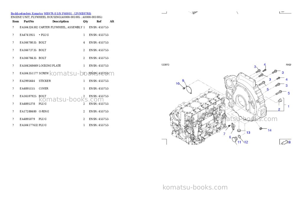 Komatsu WB97R-8 S/N F60001 - UP Parts catalog cover Page 4 Komatsu WB97R-8 S/N F60001 - UP Parts catalog cover Page 4