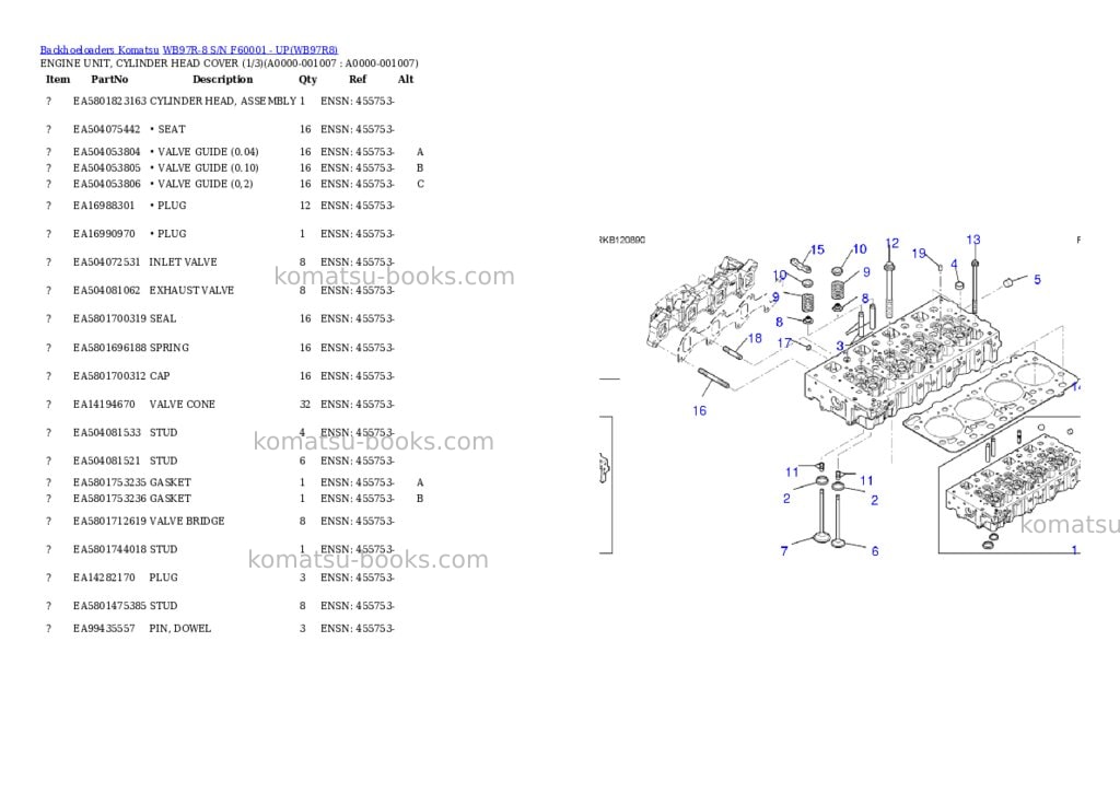 Komatsu WB97R-8 S/N F60001 - UP Parts catalog cover Page 6 Komatsu WB97R-8 S/N F60001 - UP Parts catalog cover Page 6