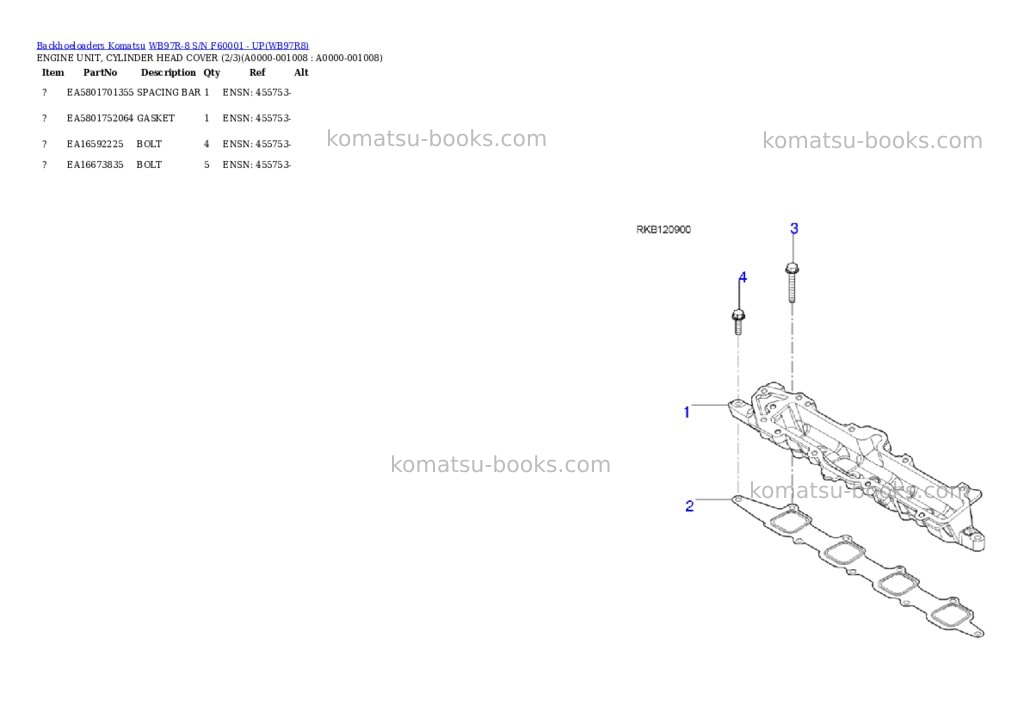 Komatsu WB97R-8 S/N F60001 - UP Parts catalog cover Page 7 Komatsu WB97R-8 S/N F60001 - UP Parts catalog cover Page 7