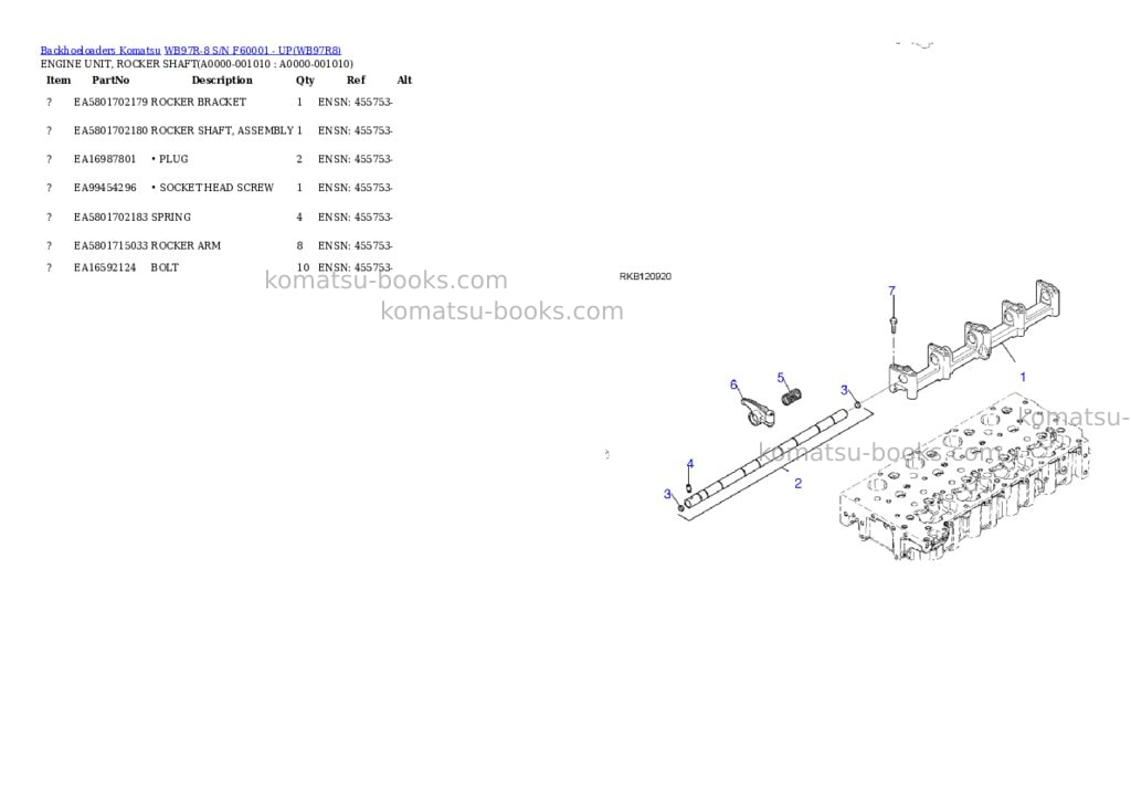 Komatsu WB97R-8 S/N F60001 - UP Parts catalog cover Page 9 Komatsu WB97R-8 S/N F60001 - UP Parts catalog cover Page 9