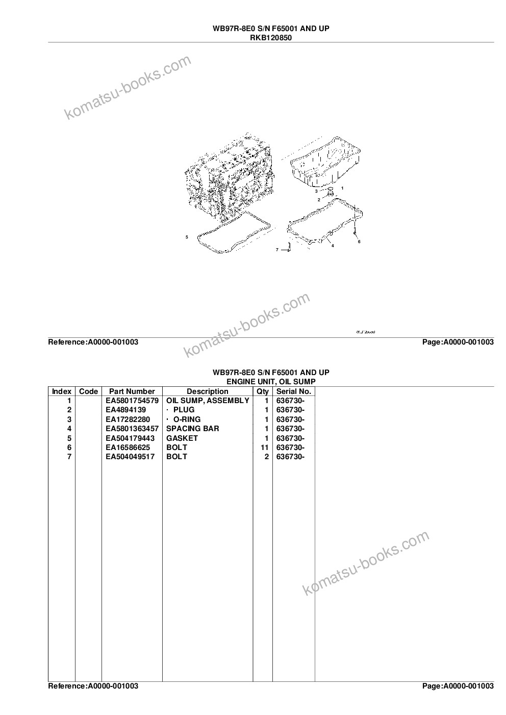 Komatsu WB97R-8E0 S/N F65001 AND UP Catálogo de piezas cover Page 6