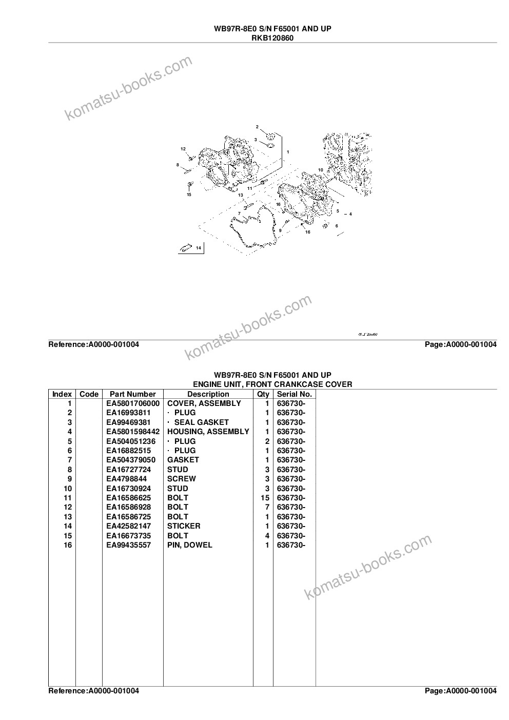 Komatsu WB97R-8E0 S/N F65001 AND UP Catálogo de piezas cover Page 7