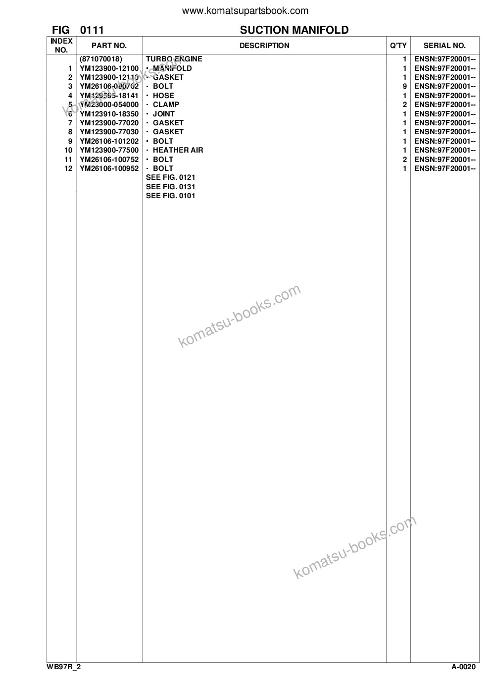 Komatsu wb97r-2 s/n 97f20001-up Parts catalog cover Page 6 Komatsu wb97r-2 s/n 97f20001-up Parts catalog cover Page 6