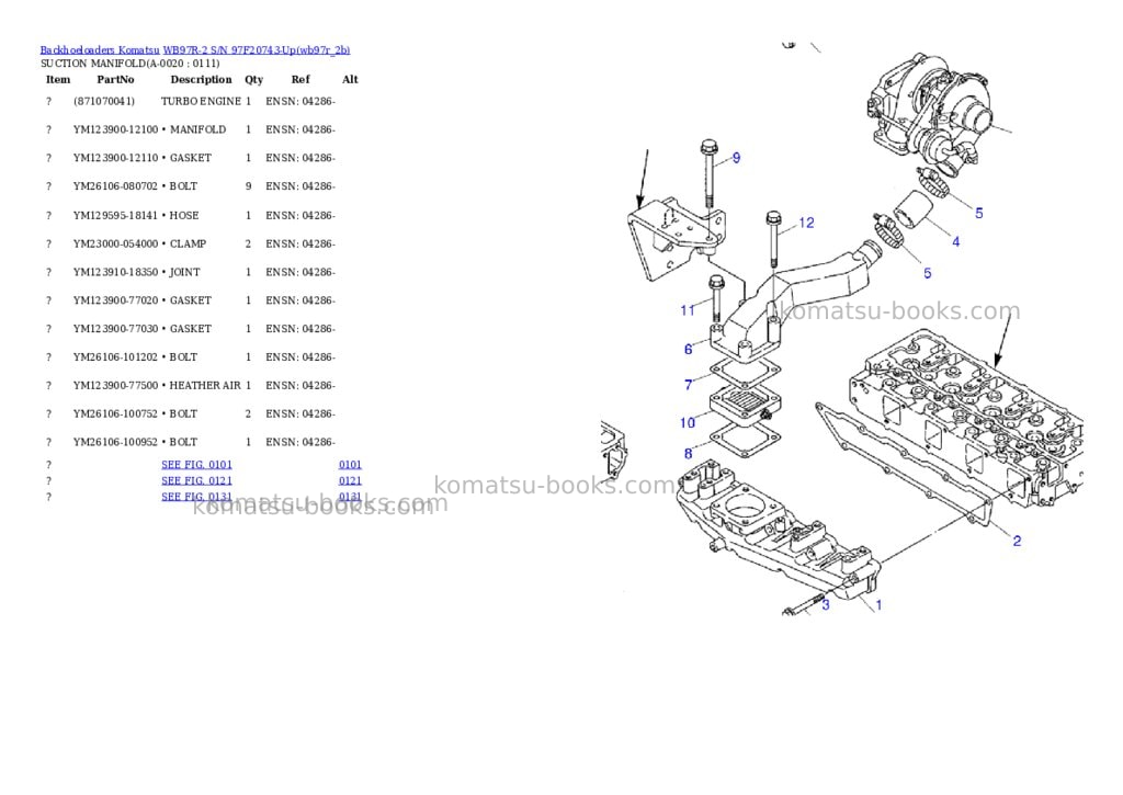 Komatsu wb97r-2 s/n 97f20743-up Parts catalog cover Komatsu wb97r-2 s/n 97f20743-up Parts catalog cover