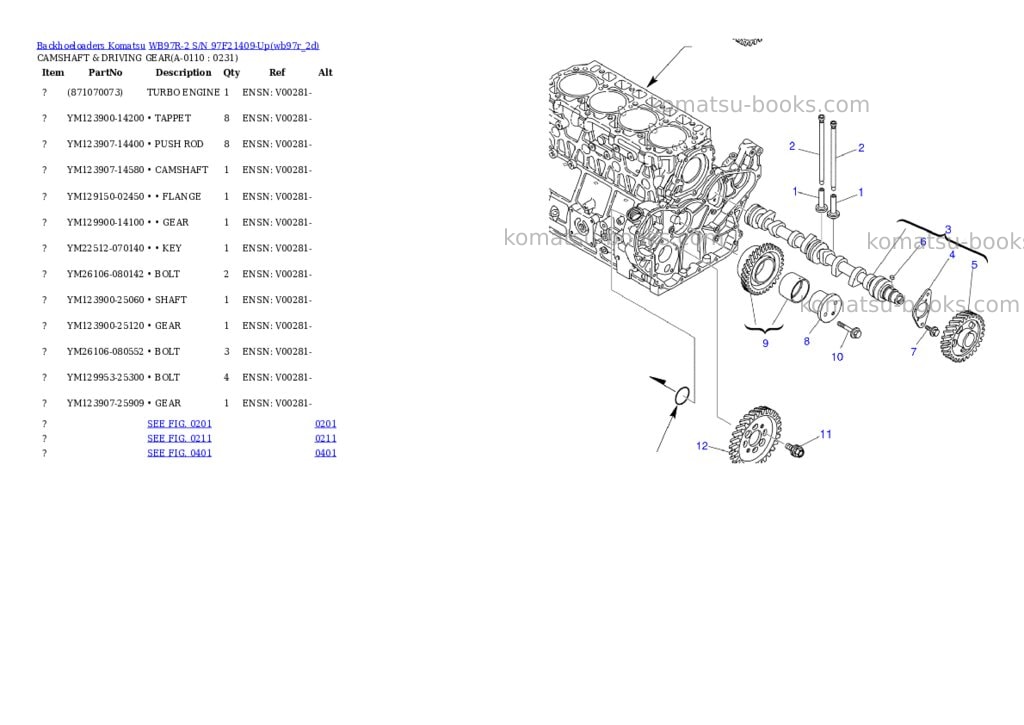 Komatsu wb97r-2 s/n 97f21409-up Parts catalog cover Page 10