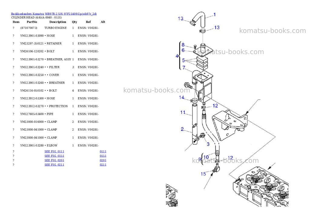 Komatsu wb97r-2 s/n 97f21409-up Parts catalog cover Page 3