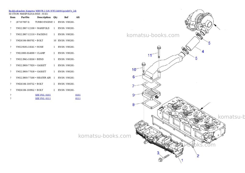 Komatsu wb97r-2 s/n 97f21409-up Parts catalog cover Page 4