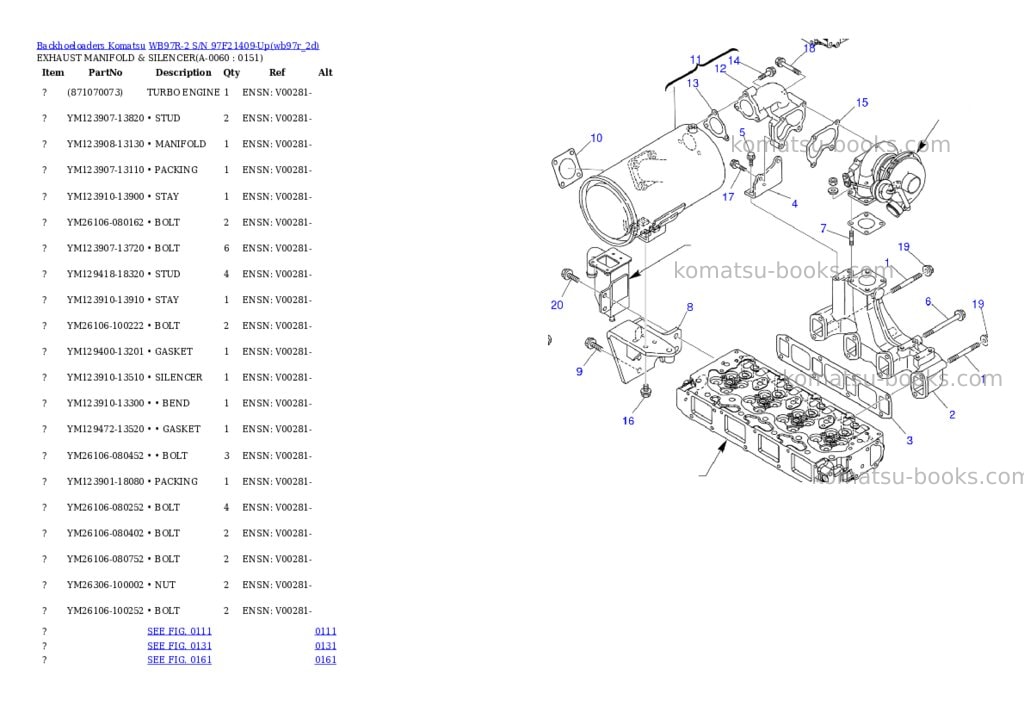 Komatsu wb97r-2 s/n 97f21409-up Parts catalog cover Page 5