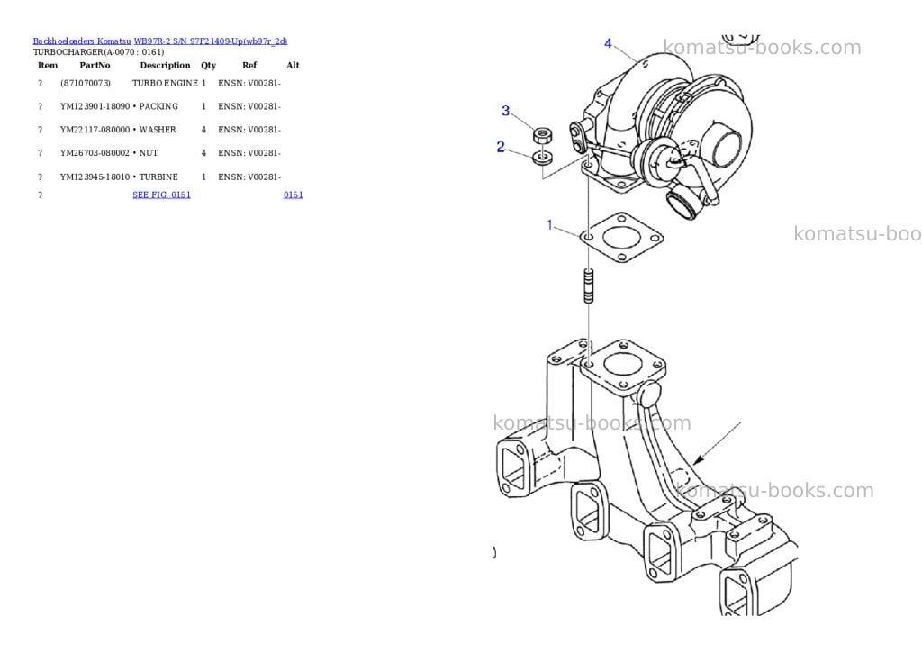 Komatsu wb97r-2 s/n 97f21409-up Parts catalog cover Page 6