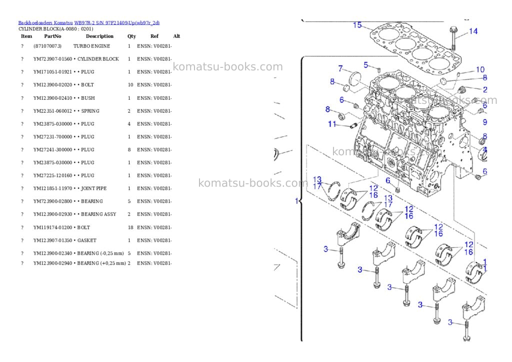 Komatsu wb97r-2 s/n 97f21409-up Parts catalog cover Page 7