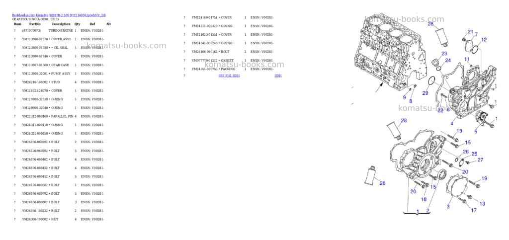 Komatsu wb97r-2 s/n 97f21409-up Parts catalog cover Page 8