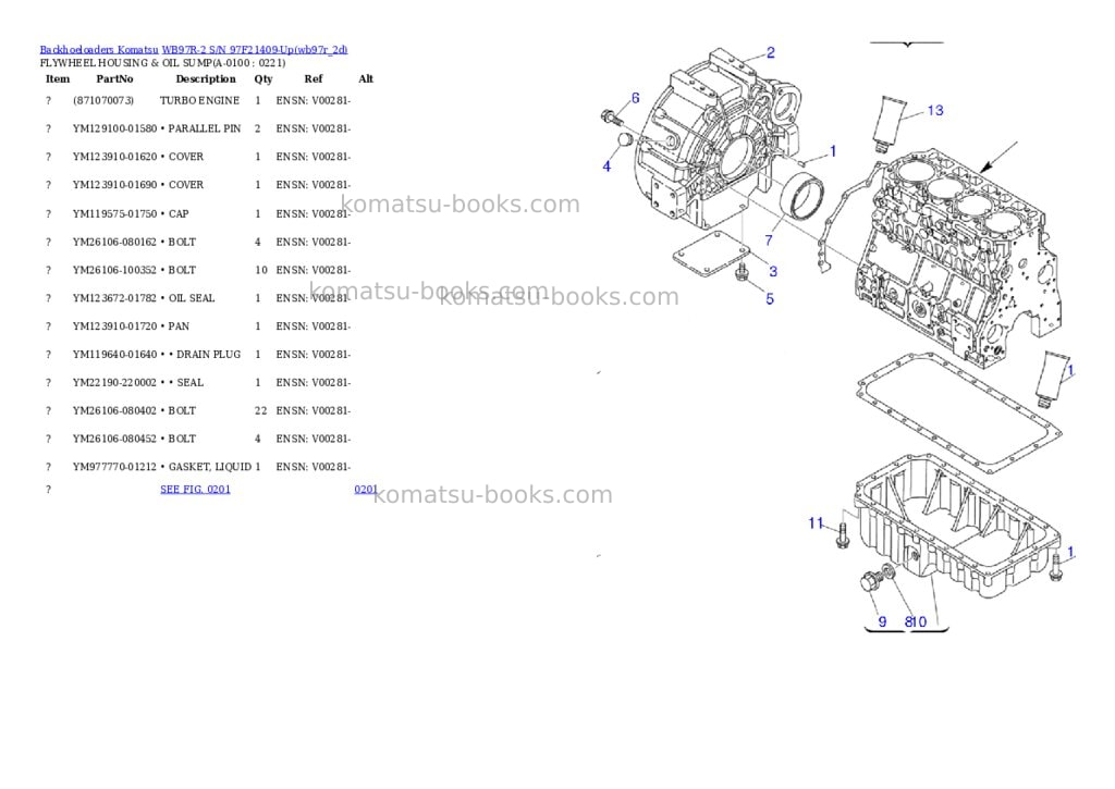 Komatsu wb97r-2 s/n 97f21409-up Parts catalog cover Page 9