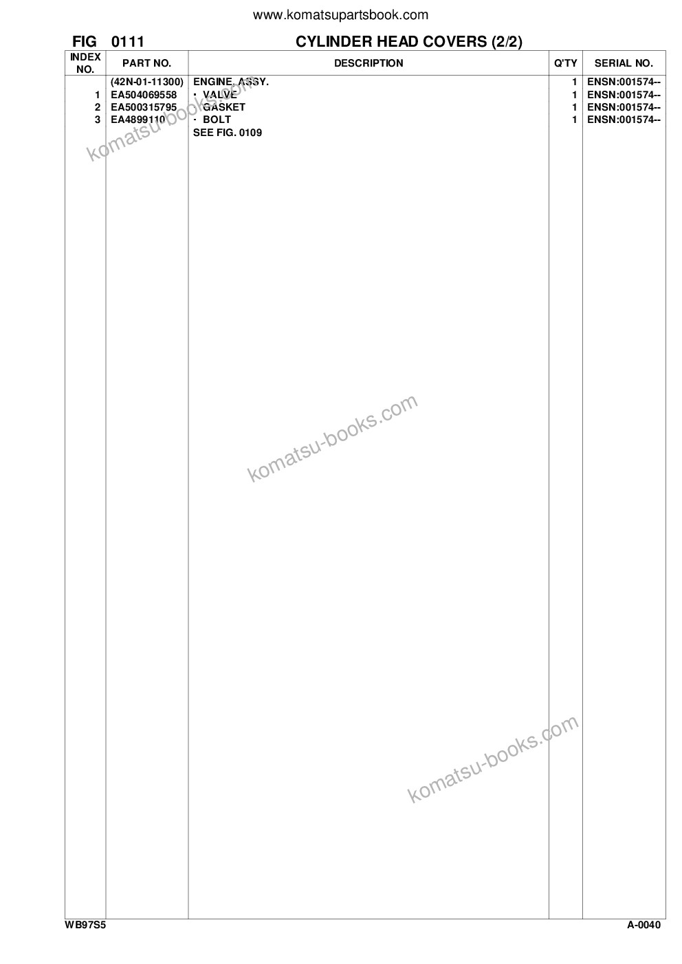 Komatsu WB97S-5 S/N F00003-Up Katalog części okładka Strona 10