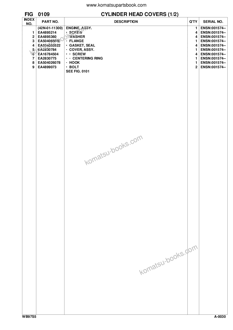 Komatsu WB97S-5 S/N F00003-Up Katalog części okładka Strona 8