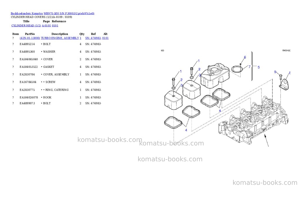 Komatsu wb97s-5e0 s/n f30003-up Parts catalog cover Page 2 Komatsu wb97s-5e0 s/n f30003-up Parts catalog cover Page 2