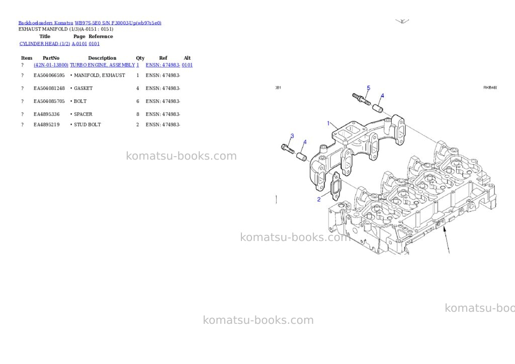 Komatsu wb97s-5e0 s/n f30003-up Parts catalog cover Page 5 Komatsu wb97s-5e0 s/n f30003-up Parts catalog cover Page 5