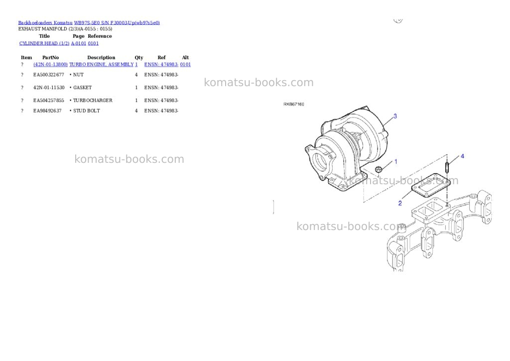 Komatsu wb97s-5e0 s/n f30003-up Parts catalog cover Page 6 Komatsu wb97s-5e0 s/n f30003-up Parts catalog cover Page 6