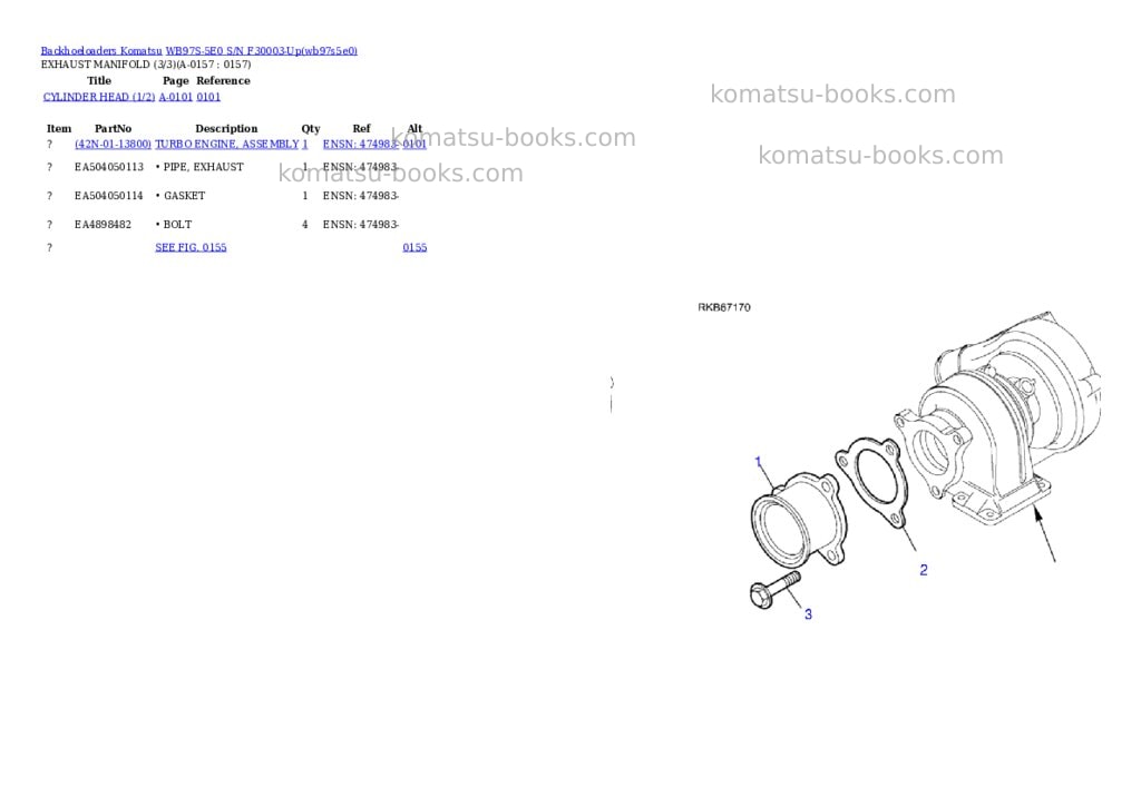 Komatsu wb97s-5e0 s/n f30003-up Parts catalog cover Page 7 Komatsu wb97s-5e0 s/n f30003-up Parts catalog cover Page 7