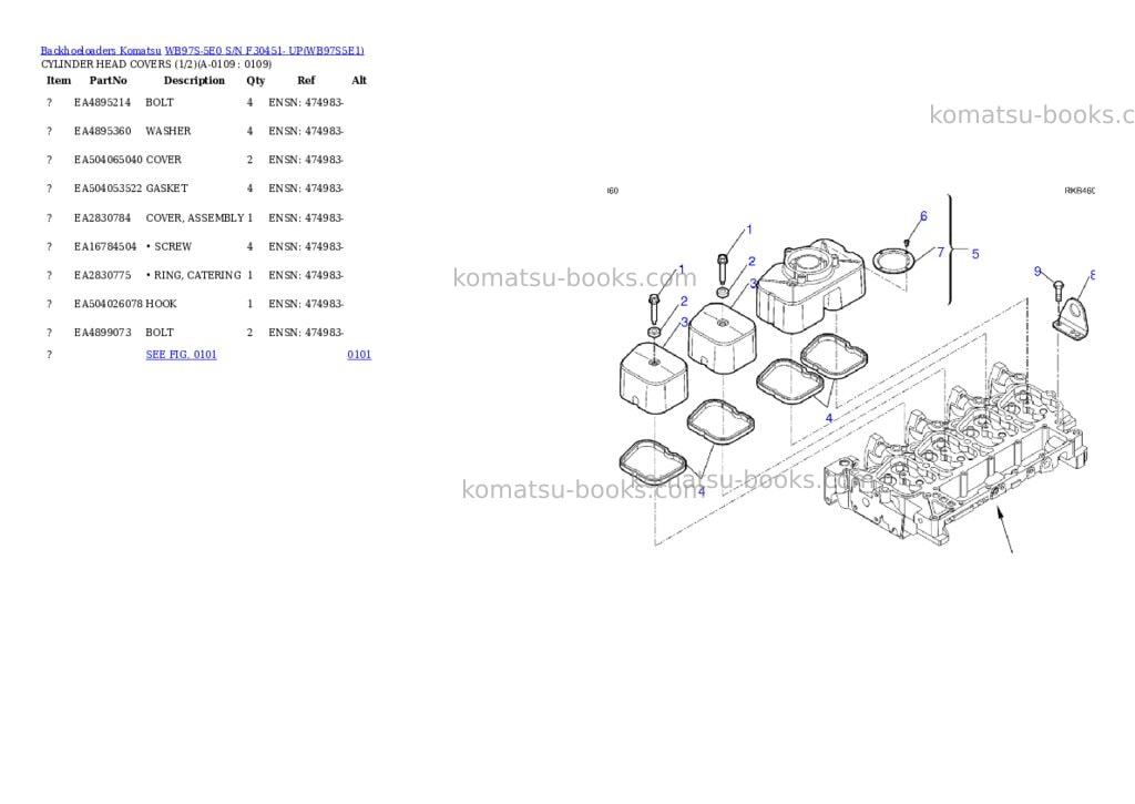 Komatsu WB97S-5E0 S/N F30451- UP Parts catalog cover Page 2