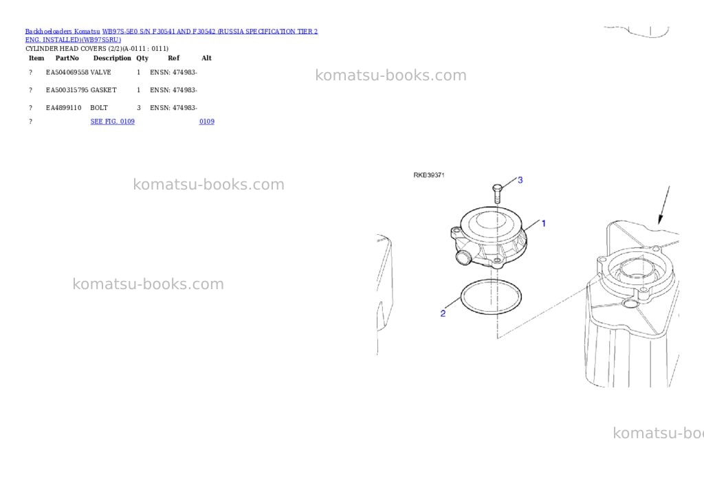 Komatsu wb97s-5e0 s/n f30541 and f30542 russia tier 2 eng. installed Parts catalog cover Page 3 Komatsu wb97s-5e0 s/n f30541 and f30542 russia tier 2 eng. installed Parts catalog cover Page 3