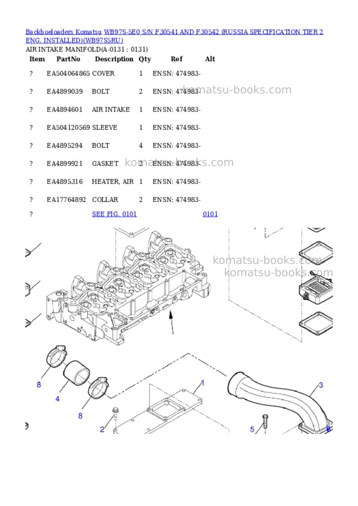 Komatsu wb97s-5e0 s/n f30541 and f30542 russia tier 2 eng. installed Parts catalog cover Page 4 Komatsu wb97s-5e0 s/n f30541 and f30542 russia tier 2 eng. installed Parts catalog cover Page 4