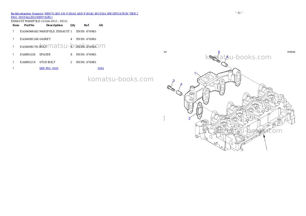 Komatsu wb97s-5e0 s/n f30541 and f30542 russia tier 2 eng. installed Parts catalog cover Page 5 Komatsu wb97s-5e0 s/n f30541 and f30542 russia tier 2 eng. installed Parts catalog cover Page 5