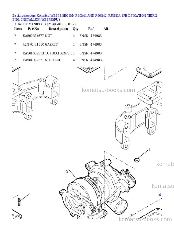 Komatsu wb97s-5e0 s/n f30541 and f30542 russia tier 2 eng. installed Parts catalog cover Page 6 Komatsu wb97s-5e0 s/n f30541 and f30542 russia tier 2 eng. installed Parts catalog cover Page 6
