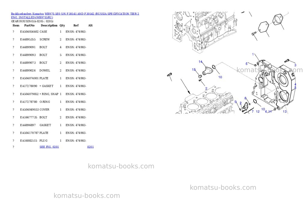 Komatsu wb97s-5e0 s/n f30541 and f30542 russia tier 2 eng. installed Parts catalog cover Page 9 Komatsu wb97s-5e0 s/n f30541 and f30542 russia tier 2 eng. installed Parts catalog cover Page 9
