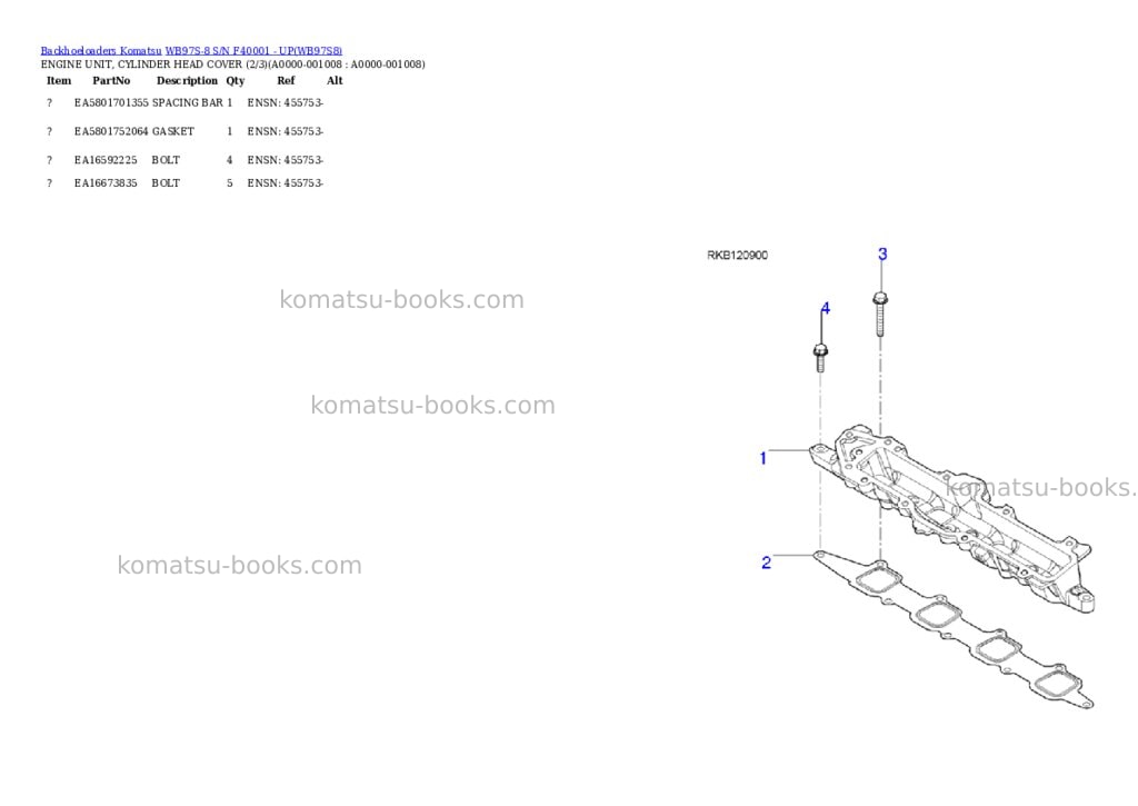 Komatsu WB97S-8 S/N F40001 - UP Parts catalog cover Page 7 Komatsu WB97S-8 S/N F40001 - UP Parts catalog cover Page 7