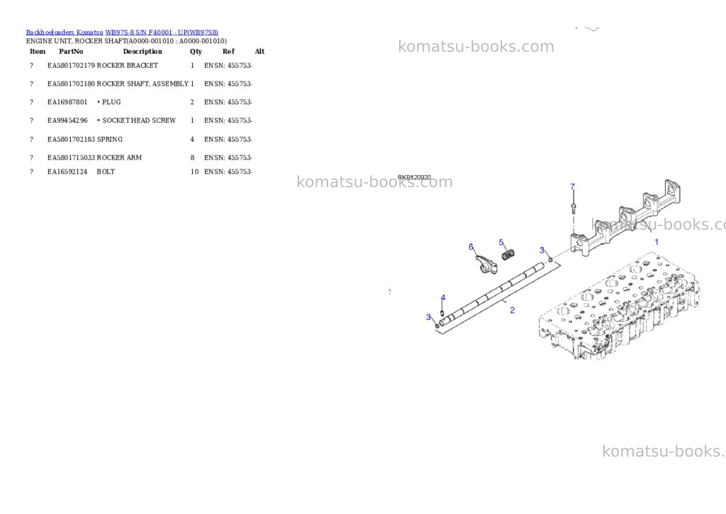 Komatsu WB97S-8 S/N F40001 - UP Parts catalog cover Page 9 Komatsu WB97S-8 S/N F40001 - UP Parts catalog cover Page 9