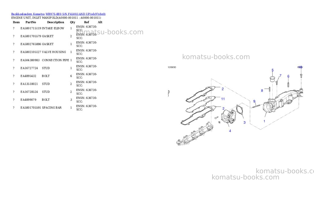 Komatsu WB97S-8E0 S/N F45003 AND UP Parts catalog cover Page 10
