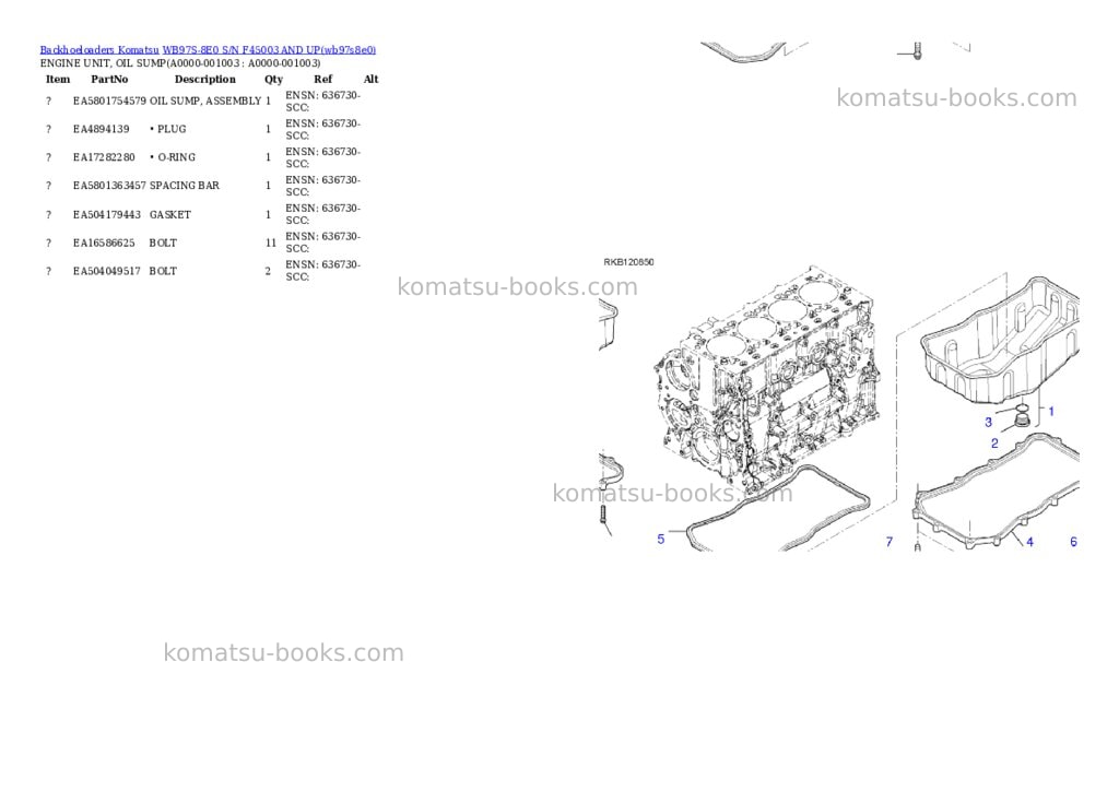 Komatsu WB97S-8E0 S/N F45003 AND UP Parts catalog cover Page 2