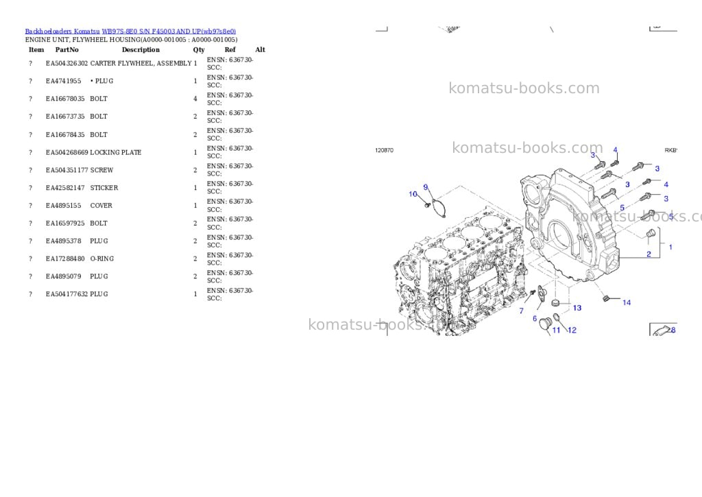 Komatsu WB97S-8E0 S/N F45003 AND UP Parts catalog cover Page 4
