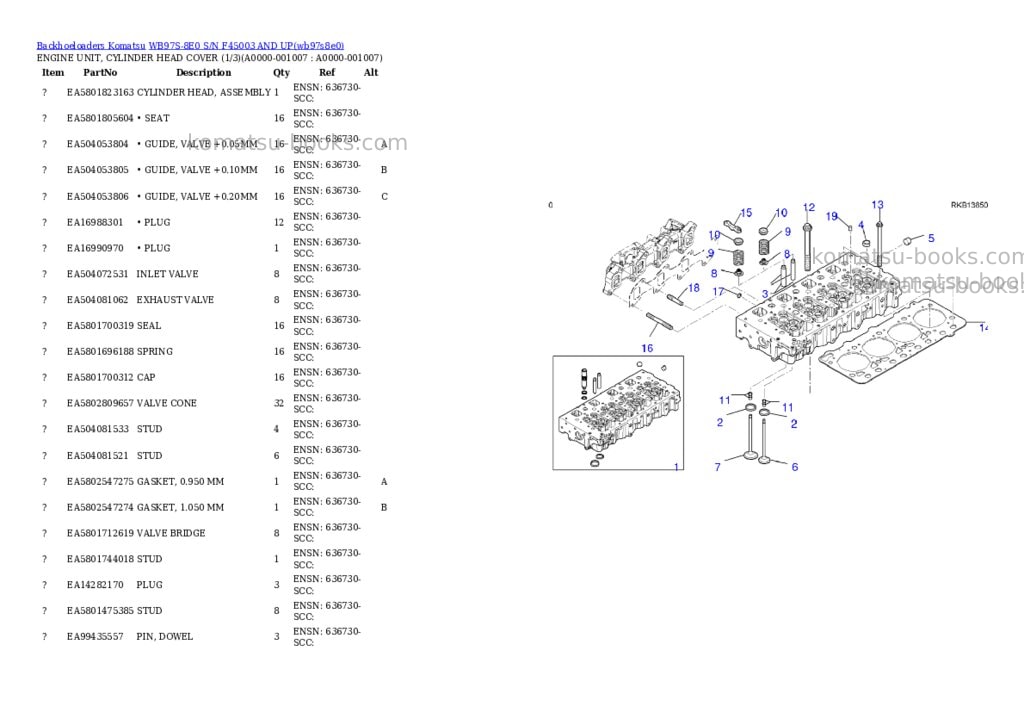 Komatsu WB97S-8E0 S/N F45003 AND UP Parts catalog cover Page 6