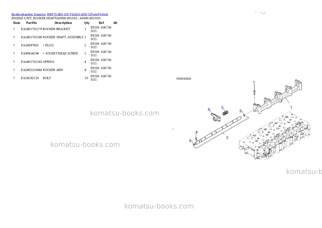 Komatsu WB97S-8E0 S/N F45003 AND UP Parts catalog cover Page 9