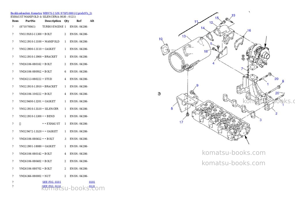 Komatsu wb97s-2 s/n 97sf10001-up Parts catalog cover Page 2 Komatsu wb97s-2 s/n 97sf10001-up Parts catalog cover Page 2