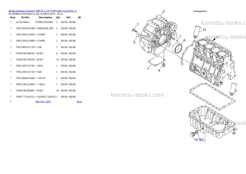 Komatsu wb97s-2 s/n 97sf10001-up Parts catalog cover Page 6 Komatsu wb97s-2 s/n 97sf10001-up Parts catalog cover Page 6