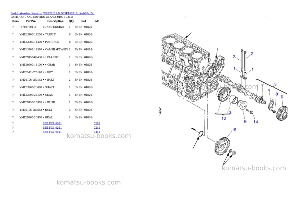 Komatsu wb97s-2 s/n 97sf10281-up Parts catalog cover Komatsu wb97s-2 s/n 97sf10281-up Parts catalog cover