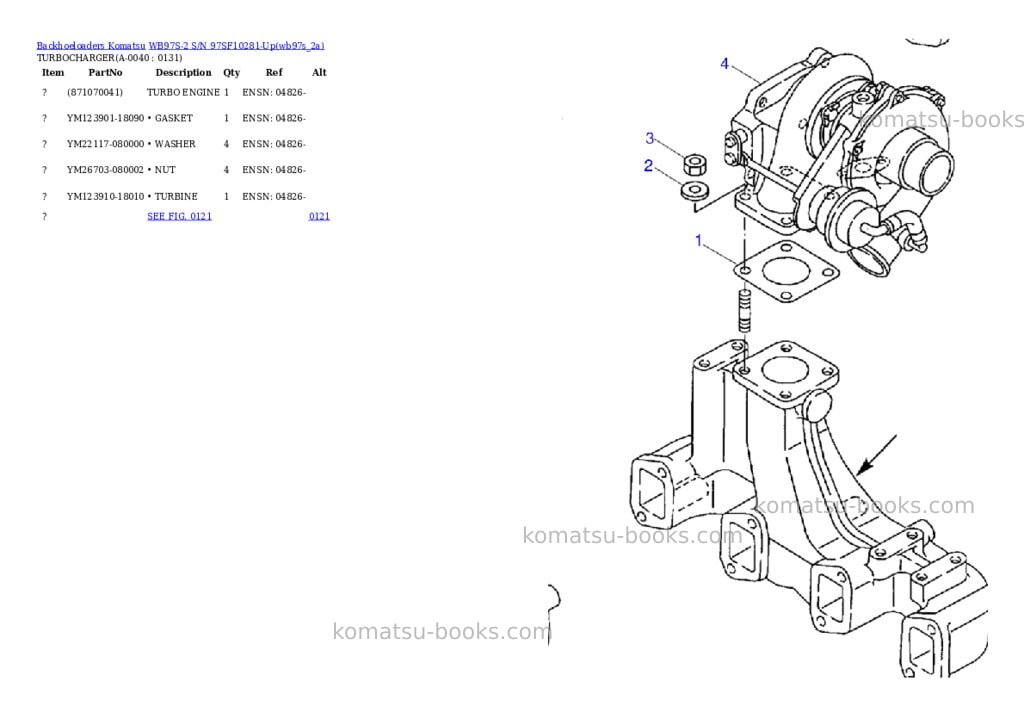 Komatsu wb97s-2 s/n 97sf10281-up Parts catalog cover Page 3 Komatsu wb97s-2 s/n 97sf10281-up Parts catalog cover Page 3