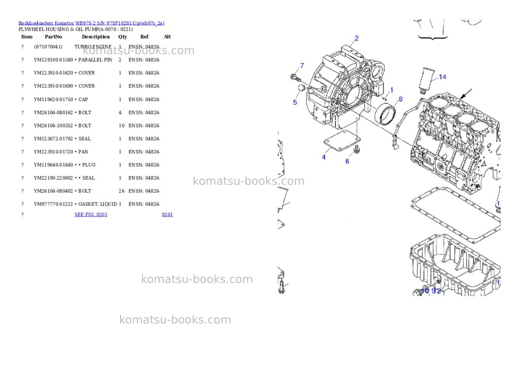 Komatsu wb97s-2 s/n 97sf10281-up Parts catalog cover Page 6 Komatsu wb97s-2 s/n 97sf10281-up Parts catalog cover Page 6