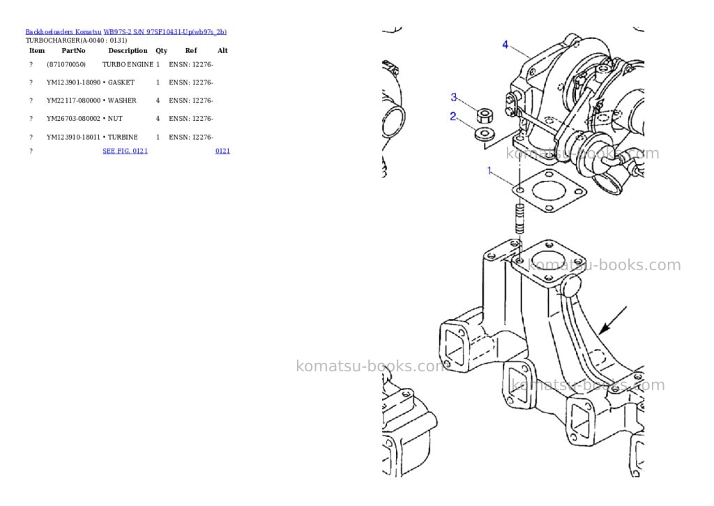Komatsu wb97s-2 s/n 97sf10431-up Parts catalog cover Page 3