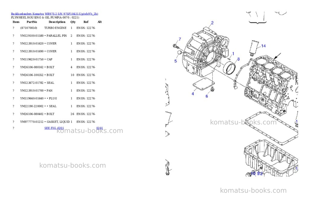 Komatsu wb97s-2 s/n 97sf10431-up Parts catalog cover Page 6