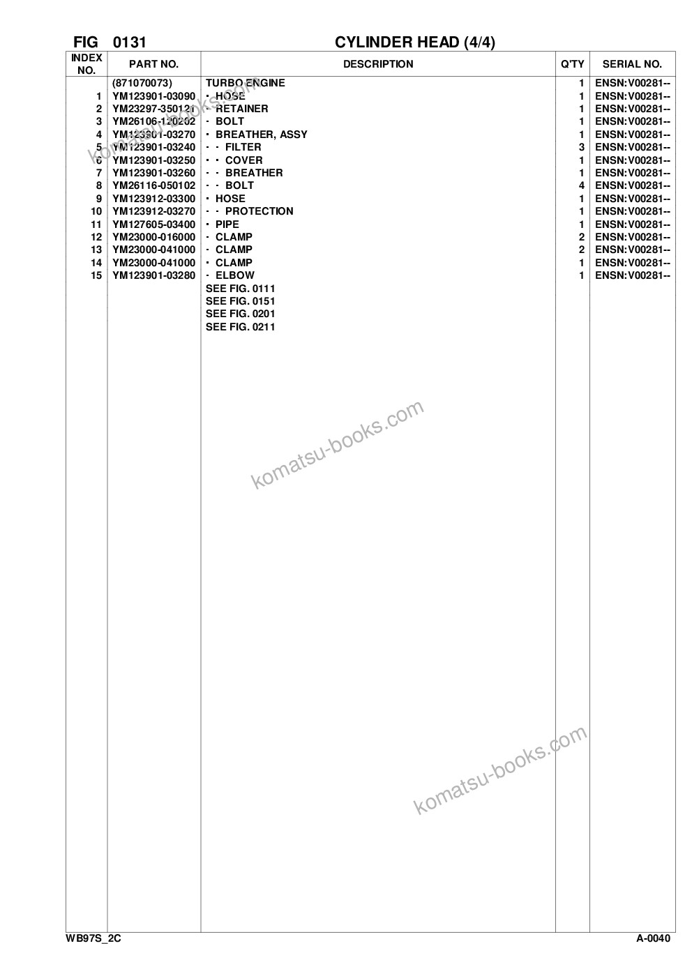 Komatsu wb97s-2 s/n 97sf11205-up Parts catalog cover Page 10