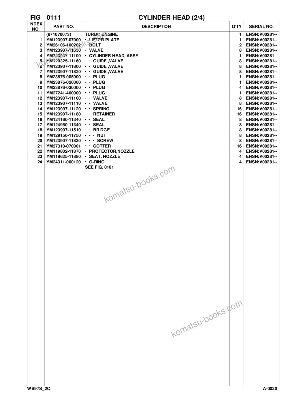 Komatsu wb97s-2 s/n 97sf11205-up Parts catalog cover Page 6