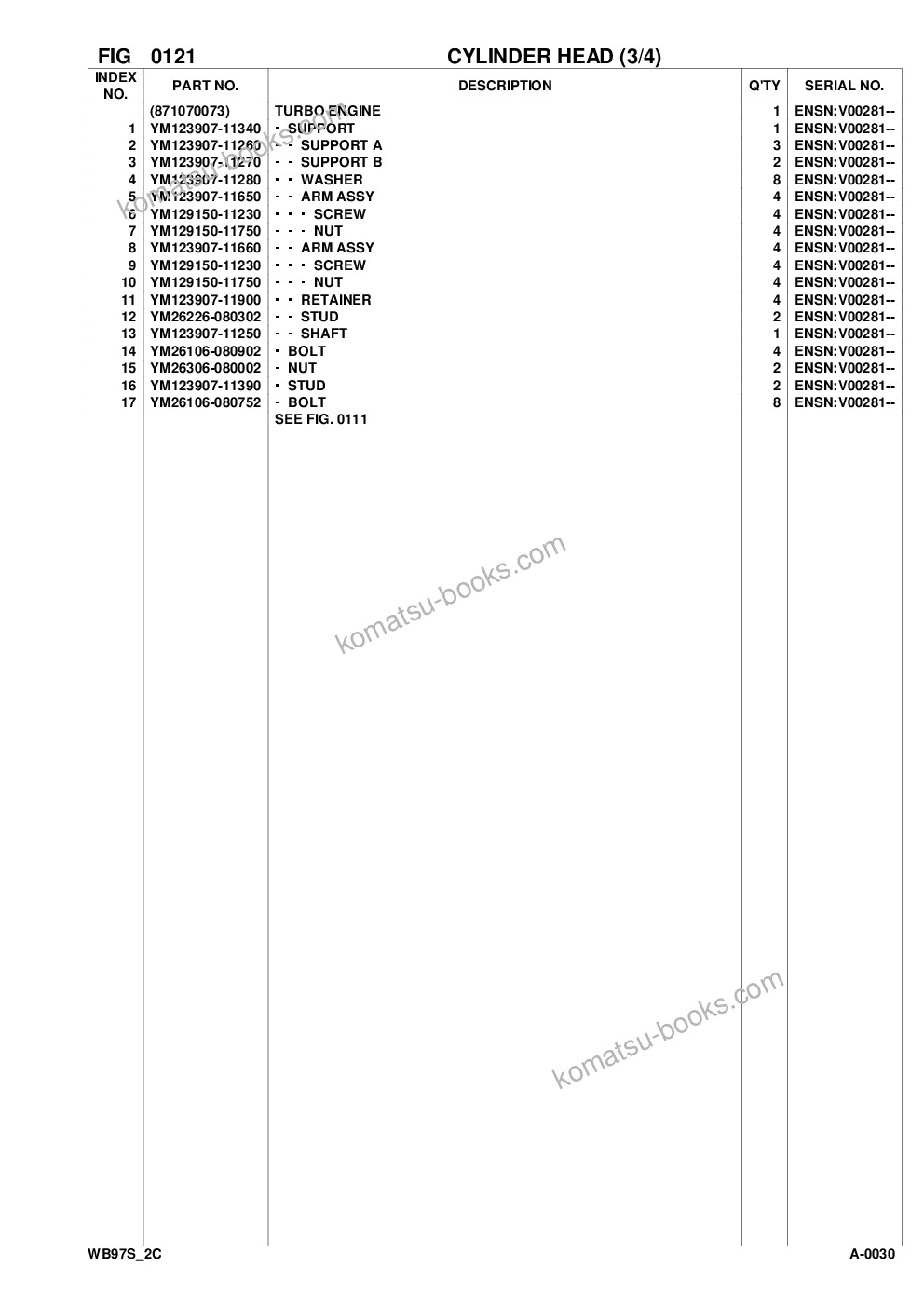 Komatsu wb97s-2 s/n 97sf11205-up Parts catalog cover Page 8